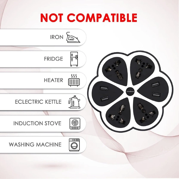 Krisons Power Plate 003 with 4 USB Port + 4 Power Sockets Smart Electric Universal Extension Board Multi Plug with 2500W, 3Mtr Cord Length, 2.1A USB Output(Black)