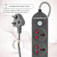 Krisons Power Plate 001 with 3 USB Port + 3 Power Sockets Smart Electric Universal Extension Board Multi Plug with 2500W, 3Mtr Cord Length, 2.1A USB Output(Black)