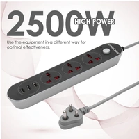 Krisons Power Plate 001 with 3 USB Port + 3 Power Sockets Smart Electric Universal Extension Board Multi Plug with 2500W, 3Mtr Cord Length, 2.1A USB Output(Black)