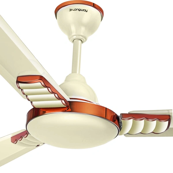 Longway Hazel 1200 Mm/48 Inch Ultra High Speed 3 Blade Anti-Dust Decorative Star Rated Ceiling Fan | 2 Years Warranty (Ivory, Pack Of 1) - ivory