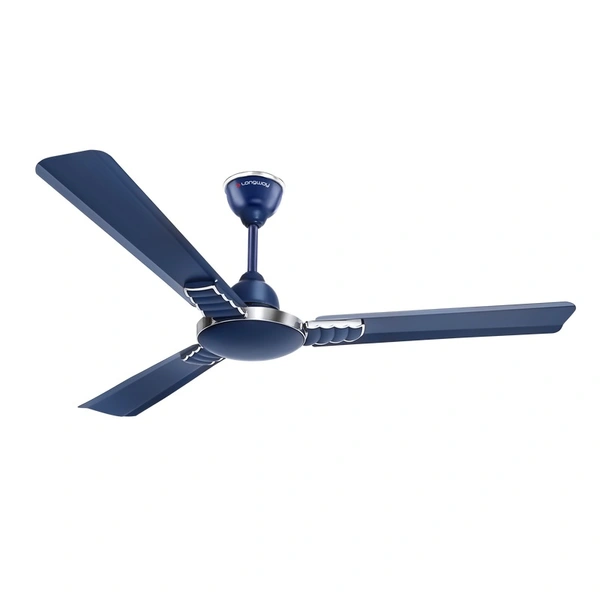 Longway Hazel 1200 Mm/48 Inch Ultra High Speed 3 Blade Anti-Dust Decorative Star Rated Ceiling Fan | 2 Years Warranty (Ivory, Pack Of 1) - silver blue