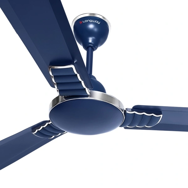 Longway Hazel 1200 Mm/48 Inch Ultra High Speed 3 Blade Anti-Dust Decorative Star Rated Ceiling Fan | 2 Years Warranty (Ivory, Pack Of 1) - silver blue