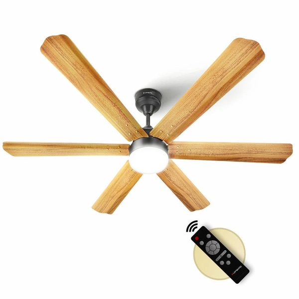 LONGWAY Longway Luminair Max 1200 Mm BLDC Ceiling Fan With Remote Control & LED Light | BEE 5 Star Rated Energy Efficient | Ultra High Speed 6 Blade Anti-Dust Decorative Ceiling Fan | 5 Years Warranty (Golden Birch, Pack Of 1)