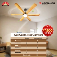 LONGWAY Longway Luminair Max 1200 Mm BLDC Ceiling Fan With Remote Control & LED Light | BEE 5 Star Rated Energy Efficient | Ultra High Speed 6 Blade Anti-Dust Decorative Ceiling Fan | 5 Years Warranty (Golden Birch, Pack Of 1)