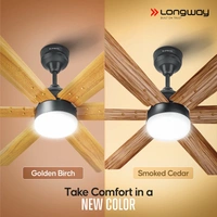 LONGWAY Longway Luminair Max 1200 Mm BLDC Ceiling Fan With Remote Control & LED Light | BEE 5 Star Rated Energy Efficient | Ultra High Speed 6 Blade Anti-Dust Decorative Ceiling Fan | 5 Years Warranty (Golden Birch, Pack Of 1)