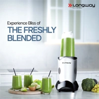 LONGWAY Longway Nutri Power 600 W Bullet Mixer Grinder & Smoothie Maker With Stainless Steel Blades & ABS Plastic Body | 22000 RPM | 3 Years Warranty (2 Jars, Silver)
