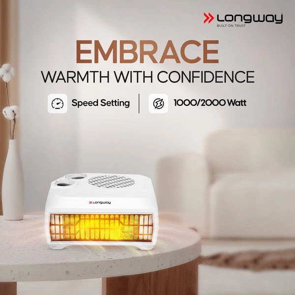 LONGWAY Longway Magma 2000/1000 W Fan Room Heater With ISI Approved ( White)