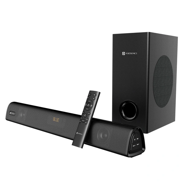 Portronics Pure Sound 106 Wired Subwoofer, HD Sound, BT5.3v 120 W Bluetooth Soundbar (Black, 2.1 Channel)