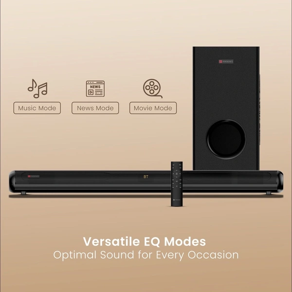 Portronics Pure Sound 108 160W Bluetooth Soundbar with Deep Bass, 6.5 Inch Subwoofer 160 W Bluetooth Soundbar (Black, 2.1 Channel)