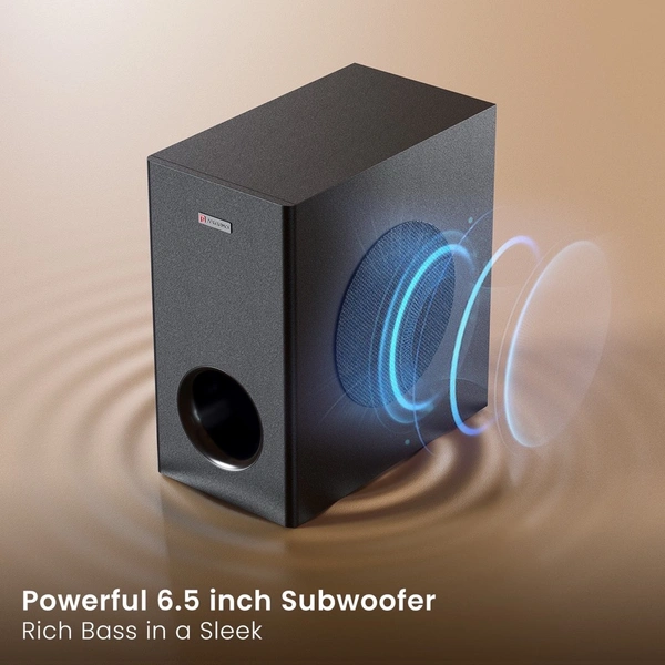 Portronics Pure Sound 108 160W Bluetooth Soundbar with Deep Bass, 6.5 Inch Subwoofer 160 W Bluetooth Soundbar (Black, 2.1 Channel)