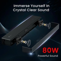 Portronics Sound Slick 8 80W Touch Control Bluetooth Soundbar, Surround Sound With Remote 80 W Bluetooth Soundbar (Black, 2.1 Channel)