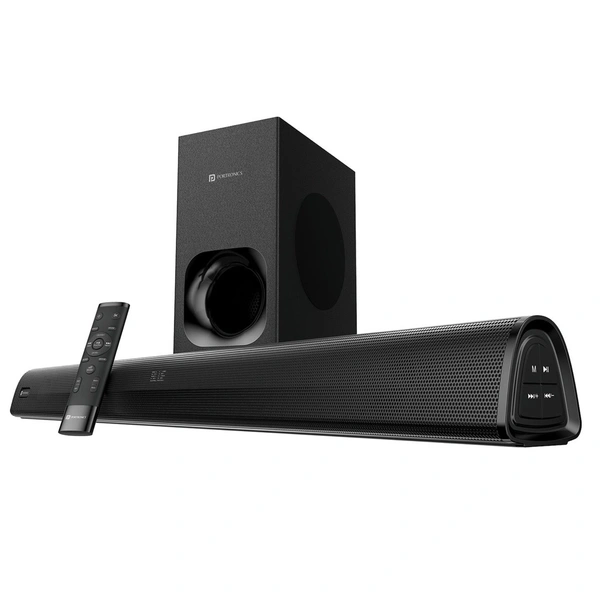 Portronics Pure Sound 105 Wireless Soundbar with Wired Subwoofer, HD Sound, 3 EQ Modes 200 W Bluetooth Soundbar (Black, 2.1 Channel)