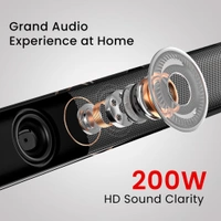 Portronics Pure Sound 105 Wireless Soundbar with Wired Subwoofer, HD Sound, 3 EQ Modes 200 W Bluetooth Soundbar (Black, 2.1 Channel)