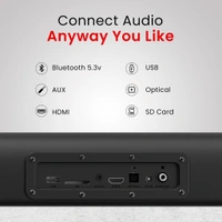 Portronics Pure Sound 105 Wireless Soundbar with Wired Subwoofer, HD Sound, 3 EQ Modes 200 W Bluetooth Soundbar (Black, 2.1 Channel)