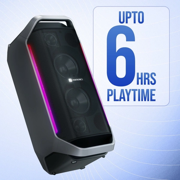 Portronics Dash 13 150W Portable Party Speaker with Wireless Karaoke Mic, 6 Hours Playtime 150 W Bluetooth Party Speaker (Black, 2.0 Channel)