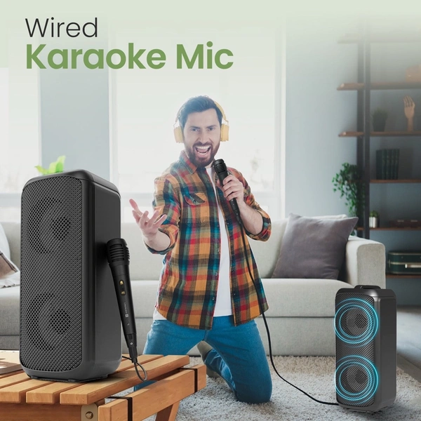 Portronics Rumble 25W Portable Bluetooth Speaker, Wired karaoke Mic, 5 Hrs Playtime, BT V5.3 25 W Bluetooth Speaker (Black, Stereo Channel)
