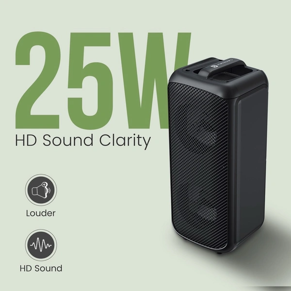Portronics Rumble 25W Portable Bluetooth Speaker, Wired karaoke Mic, 5 Hrs Playtime, BT V5.3 25 W Bluetooth Speaker (Black, Stereo Channel)