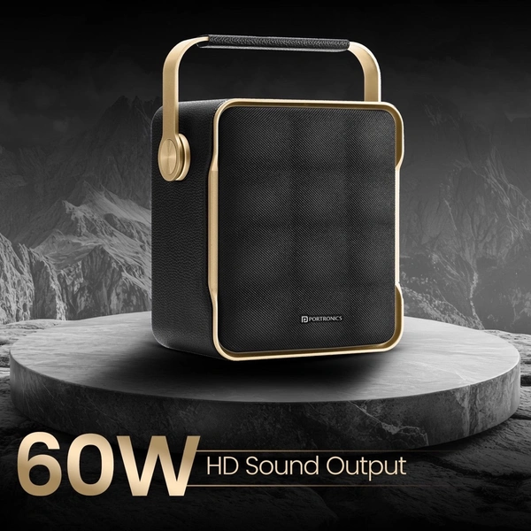 Portronics Harmony II 60W HD Sound Wireless Speaker, Bass Boost Technology, 5Hrs Playtime 60 W Bluetooth Party Speaker (Gold, Mono Channel) - yellow