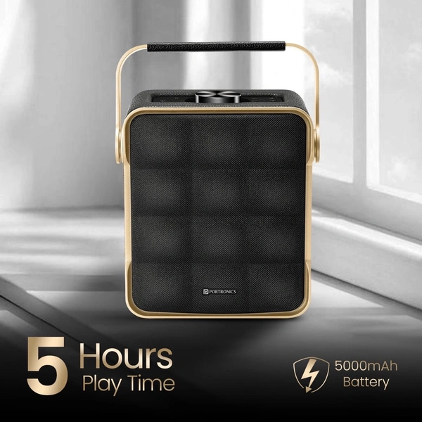 Portronics Harmony II 60W HD Sound Wireless Speaker, Bass Boost Technology, 5Hrs Playtime 60 W Bluetooth Party Speaker (Gold, Mono Channel) - yellow
