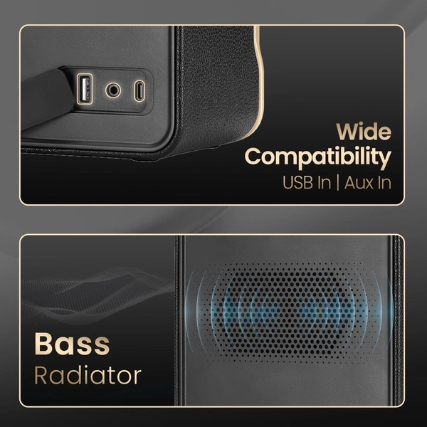Portronics Harmony II 60W HD Sound Wireless Speaker, Bass Boost Technology, 5Hrs Playtime 60 W Bluetooth Party Speaker (Gold, Mono Channel) - yellow