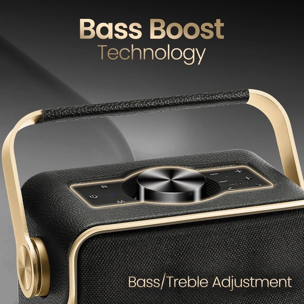 Portronics Harmony II 60W HD Sound Wireless Speaker, Bass Boost Technology, 5Hrs Playtime 60 W Bluetooth Party Speaker (Gold, Mono Channel) - yellow