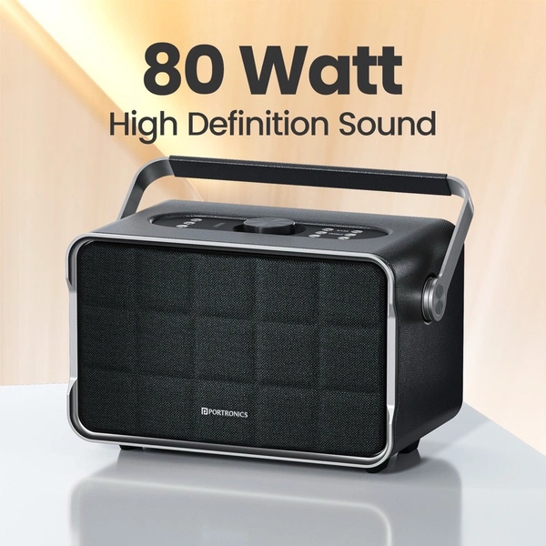 Portronics Harmony Wireless Portable HD Sound, Upto 6 Hours Playtime, 80 W Bluetooth Home Audio Speaker (Black, 2.1 Channel) - grey