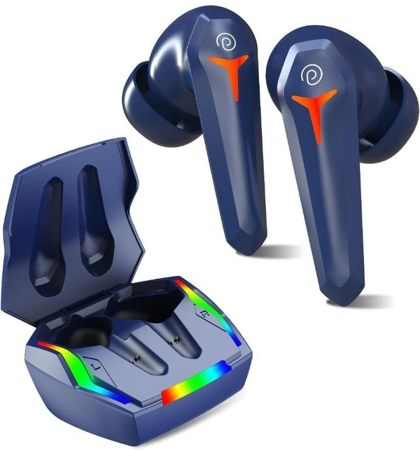pTron Newly Launched Bassbuds Turbo TWS Earbuds, 40ms Gaming Low Latency, TruTalk AI-ENC Calls, Deep Bass, 45Hrs Playtime, HD Mic, in-Ear Bluetooth 5.3 Headphones, Type-C Fast Charging & IPX5 (Blue)