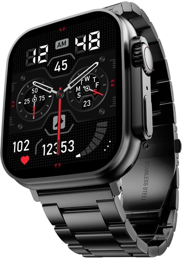 Fire-Boltt Gladiator 1.96" Biggest Display Luxury Stainless Steel Smart Watch with Bluetooth Calling, Voice Assistant &123 Sports Modes, 8 Unique UI Interactions, 24/7 Heart Rate Tracking (Black)