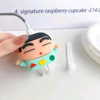 Zestora Shinchan 3D Cartoon Silicone Charger Cover Case for iPhone 18W/20W Adapter & Lightning Cable | Cute & Durable Protective Skin for Apple Charger & Lightning Cable - Mint Green, Cute Shinchan Protectors