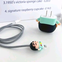 Zestora Shinchan 3D Cartoon Silicone Charger Cover Case for iPhone 18W/20W Adapter & Lightning Cable | Cute & Durable Protective Skin for Apple Charger & Lightning Cable - Mint Green, Cute Shinchan Protectors