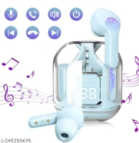 Ultrapods Max TWS Earbuds Pro | Bluetooth 5.2 | Transparent Design | 13mm HD Bass | Fast Charging (Blue)" - Blue