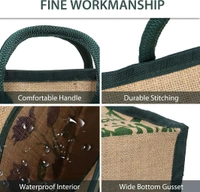 Double R Bags Eco Reusable Jute Tote | Floral Print Hand Carry Bag with Zipper | Multipurpose Shopping Bag (41.9 x 33 cm, Made in India) - Purple, 41.9L x 15.2W x 33H