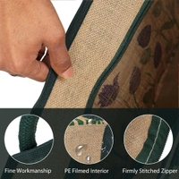 Double R Bags Eco Reusable Jute Tote | Floral Print Hand Carry Bag with Zipper | Multipurpose Shopping Bag (41.9 x 33 cm, Made in India) - Purple, 41.9L x 15.2W x 33H