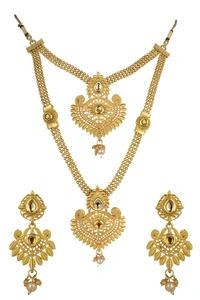 Gold Plated Anti Tarnish Jewellery Traditional Gold Plated Pearl Choker Necklace Set for Women | Bridal Jewelry Set with Earrings for Wedding & Festive Wear
- Gold, Free Size ( Gold Plated )