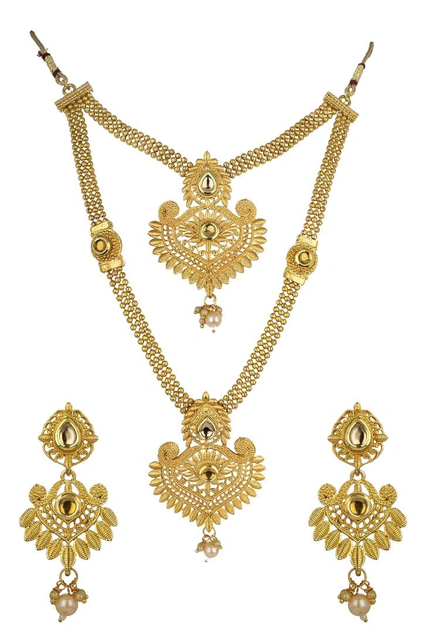 Gold Plated Anti Tarnish Jewellery Traditional Gold Plated Pearl Choker Necklace Set for Women | Bridal Jewelry Set with Earrings for Wedding & Festive Wear
- Gold, Free Size ( Gold Plated )