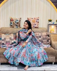 divya Blue belt with dupatta Anarkali MO - L