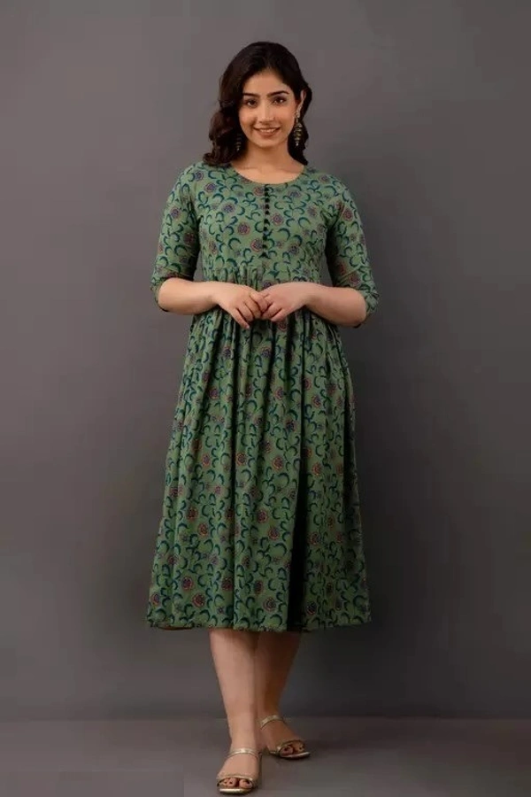 Women Rayon Printed Saumya Long Anarkali Kurtis Mo - M