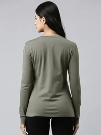 Enamor Essentials Full Sleeve Round Neck Slim Fit Stretch Cotton Lounge Tshirt for Womens-E157 An - XXL