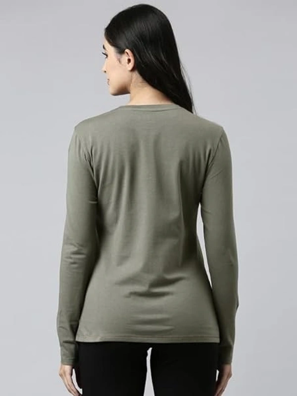 Enamor Essentials Full Sleeve Round Neck Slim Fit Stretch Cotton Lounge Tshirt for Womens-E157 An - XXL