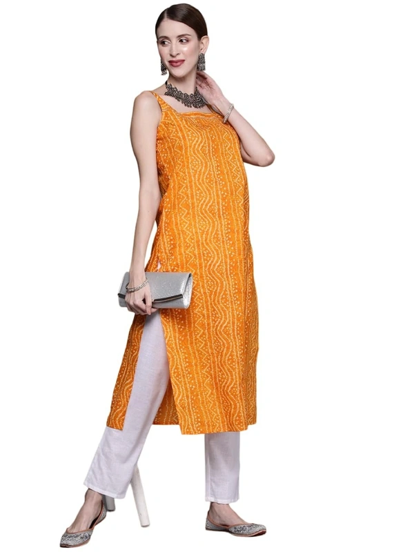 Bollyclues Women's Crepe Straight Bandhani Printed Kurti(BA-01) AN - XL