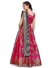 PURVAJA Women's Jacquard Semi-Stitched Lehenga choli An - Semi-Stitched