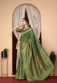 Premium Zari work woven Banarasi Saree - Free Size