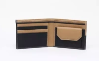 SAMTROH Tan & Black Artificial Leather Square Design Slider Wallet For Men Mo - Free Size