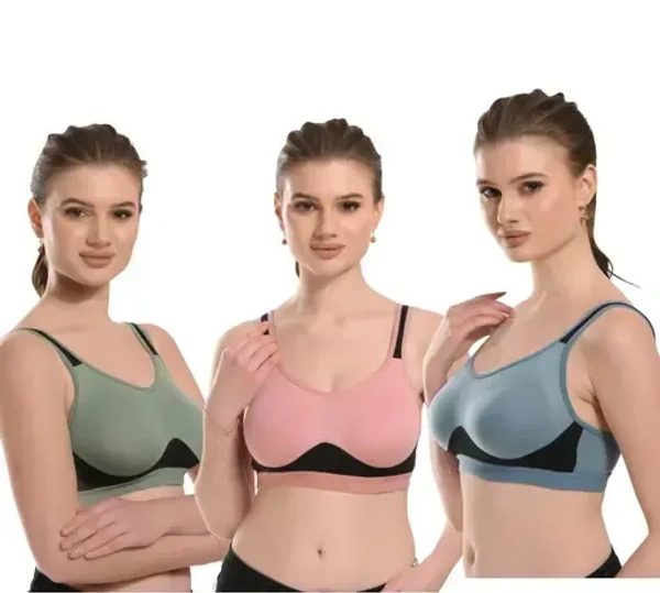 Fancy Women Cotton Sports Bra Multicolor Mo - 36B