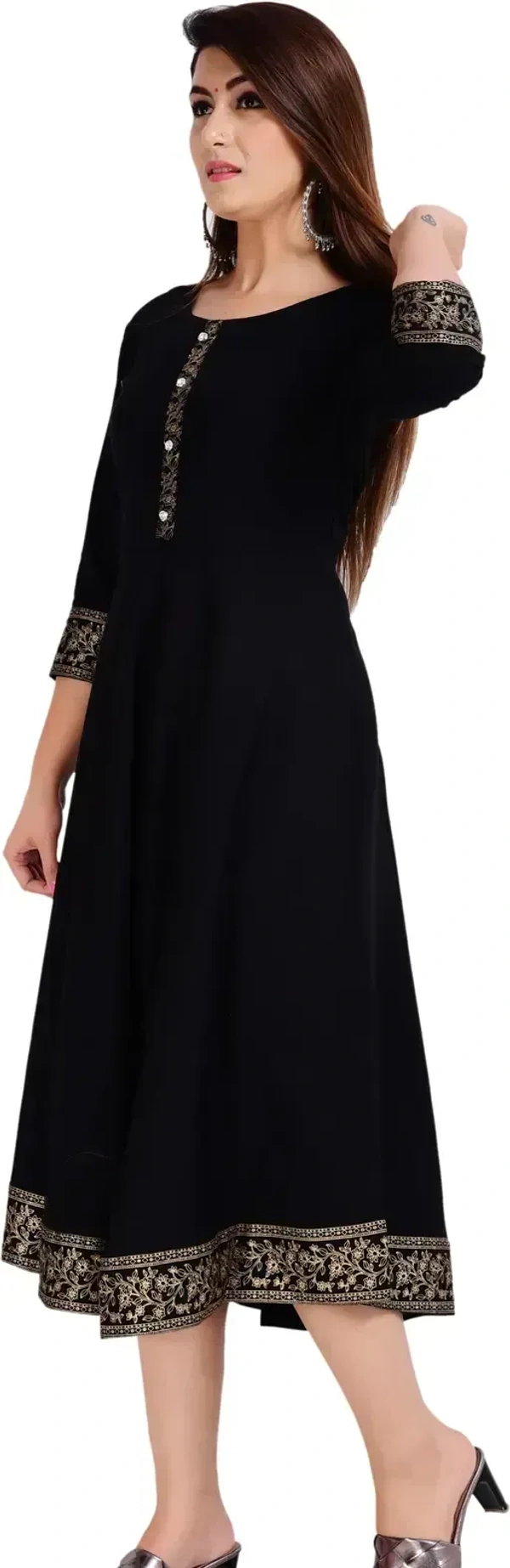 Women Printed, Solid Kurta Sy (Black) - XXXL