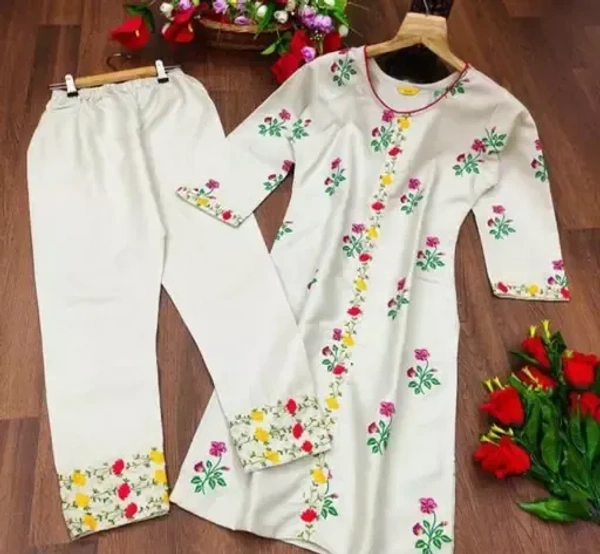 WOMEN KURTA SET WITH EMRODARY WORK FANCY KURTI WITH BOTTOM MO - XXXL
