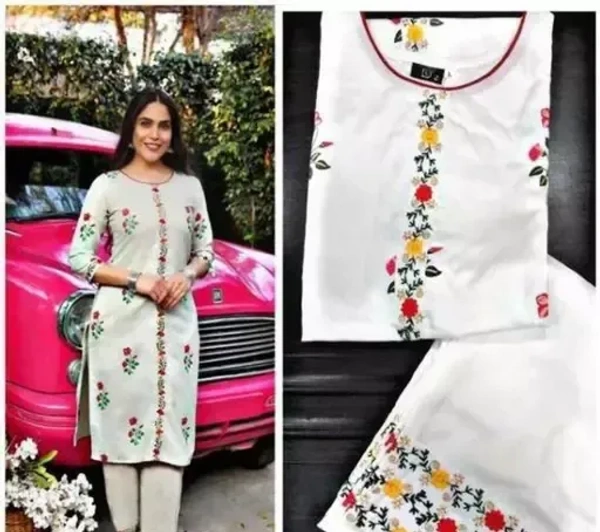 WOMEN KURTA SET WITH EMRODARY WORK FANCY KURTI WITH BOTTOM MO - XXXL