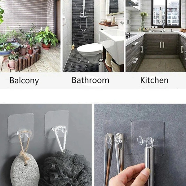 (Pack Of 5) TRANSPARENT WALL STORAGE HOOKS