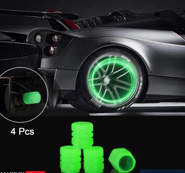 TYRE VALVE CAPS LUMINOUS GLOW (PACK OF 4)