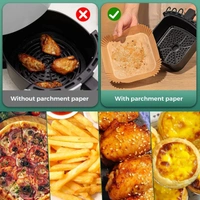 100 PCS Square Air Fryer Paper Liners (8-Inch) | Disposable Oil-Proof Parchment Sheets